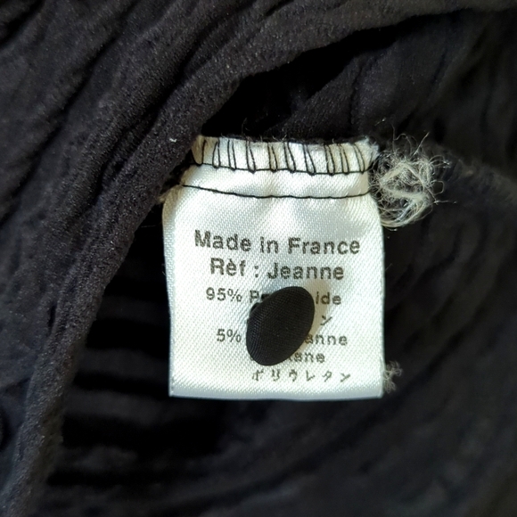 Rayure Paris 90's Vintage Textured Long Sleeve Button Down Cropped Top Black L - Picture 5 of 10